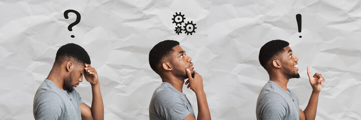 Collage of black man inspiration facial expressions