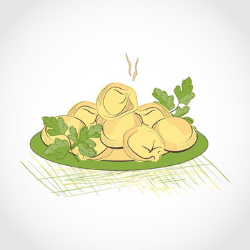 yellow dumplings on green plate clip art preview