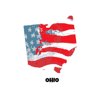 State of Ohio. United States Of America. Vector illustration. Watercolor texture of USA flag.