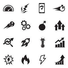 Performance Icons. Black Flat Design. Vector Illustration.