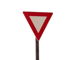 give way traffic sign isolated on white