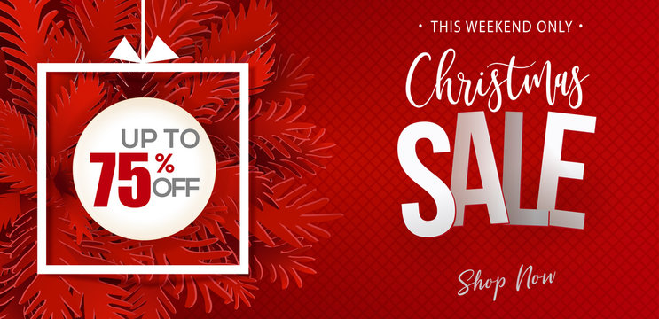 Christmas Sale red color banner
