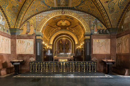 Crypt Inside the Basilica Cathedral at Monte Cassino Abbey. Italy
