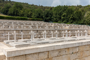 Fototapeta na wymiar Polish War Cemetery at Monte Cassino - a necropolis of Polish soldiers who died in the battle of Monte Cassino from 11 to 19 May 1944. Italy