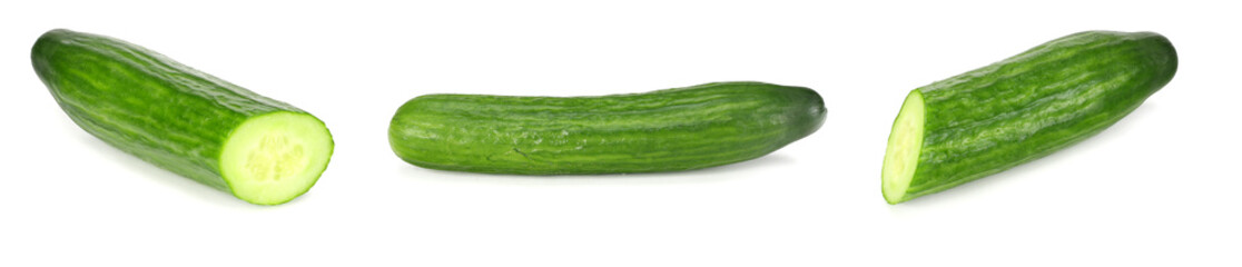 fresh cucumber slices isolated on white background