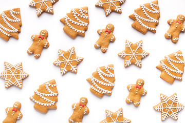 Set of christmas gingerbreads isolated on white