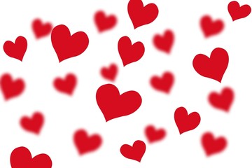 red hearts on white background