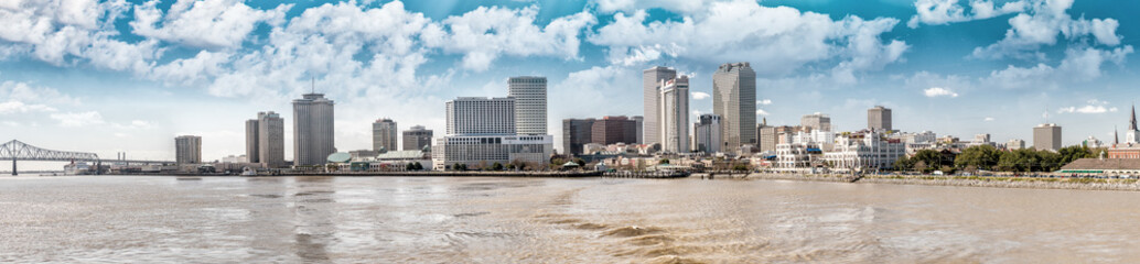 New Orleans skyline at sunset