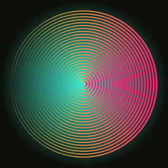 foggy circular symbol concentric waves in rainbow shades
