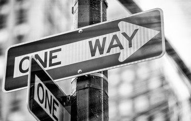 One way street sign in New York City