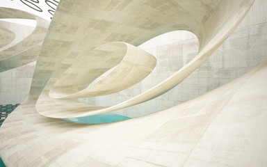 Empty dark abstract concrete smooth interior with blue water . Architectural background. 3D illustration and rendering