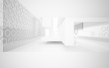Abstract white interior of the future. 3D illustration and rendering