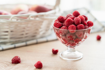 fresh raspberries in a bowl