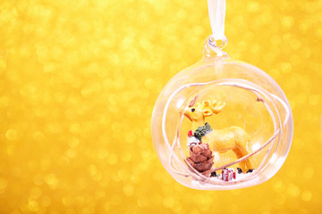 Christmas ball close up on blurred background