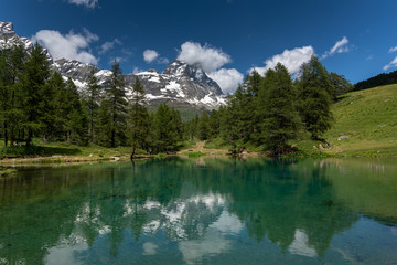 Fototapeta na wymiar Matterhorn summit in Alps, Italy side.