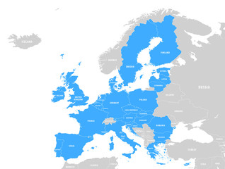 Vector Blue Map of the European Union