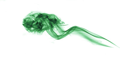 Green Smoke on white background,