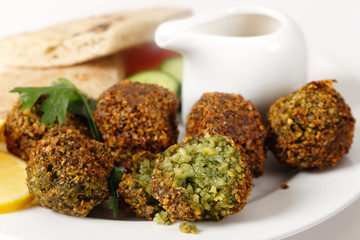 Falafel chickpea balls closeup