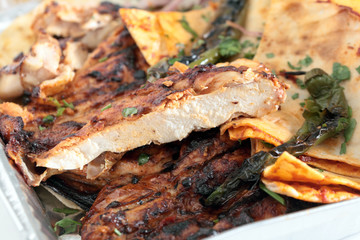 Grilled chicken sliced closeup