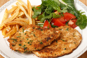 Chicken schnitzel meal