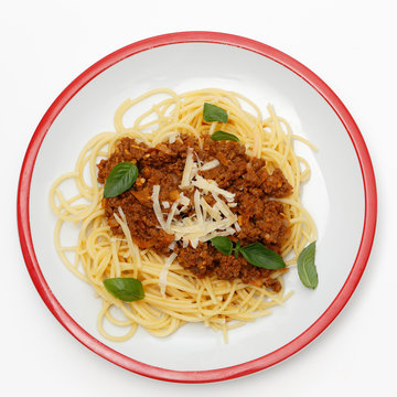 Spaghetti Bolognese From Above