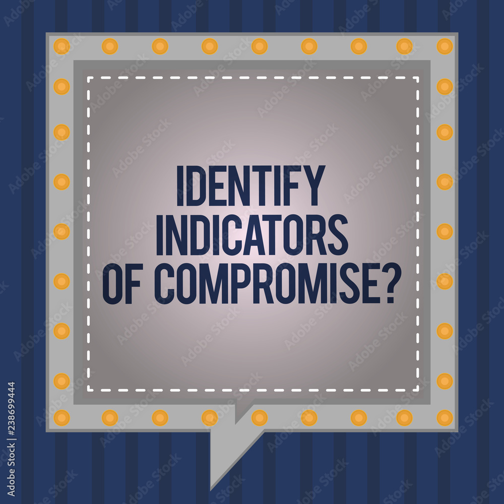 Aufkleber conceptual hand writing showing identify indicators of compromise. business photo showcasing detect 