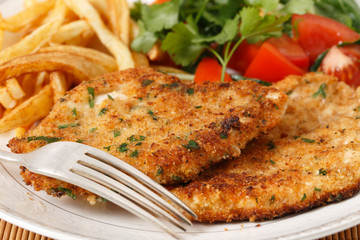 Homemade chicken schnitzels