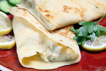 Crepe with chicken filling