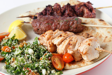 Kebabe bbq meal closeup