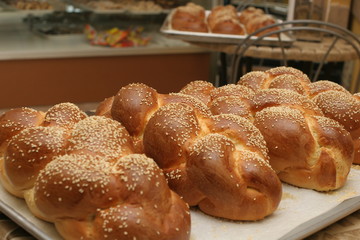 Homemade challah bread with sesame seeds 