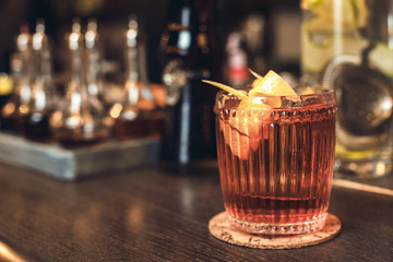 Cocktail isolated on bar counter side view