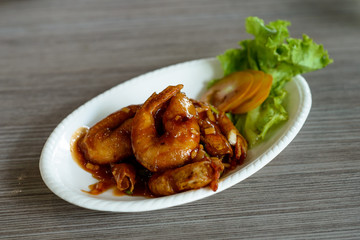 fried shrimp with chili sauce