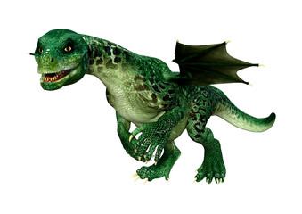 3D Rendering Fairy Tale Dragon on White