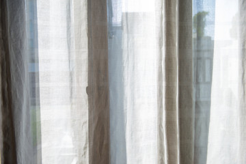 white transparent curtain with light and shadow