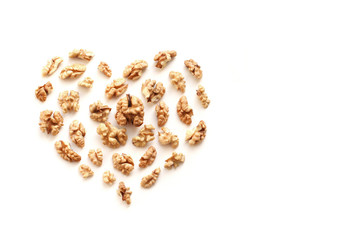 Walnuts forming a heart-shape 