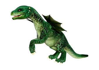 3D Rendering Fairy Tale Dragon on White