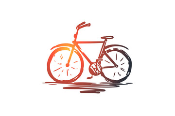 Bike, cycle, ride, wheel, bicycle concept. Hand drawn isolated vector.