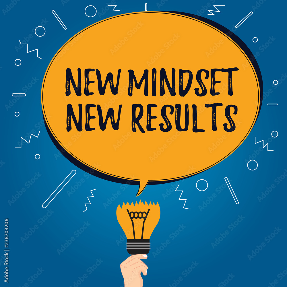 Poster handwriting text new mindset new results. concept meaning open to opportunities no limits think bigg