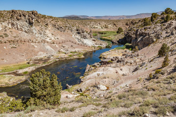 Fototapeta na wymiar hot springs at hot creek geological site