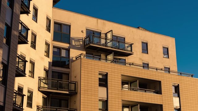 City Centre Timelapse, Sunset On Apartments 4K