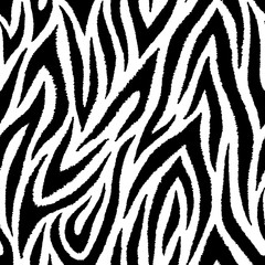 Seamless pattern with zebra fur print. Vector wallpaper. Exotic wild animalistic texture.