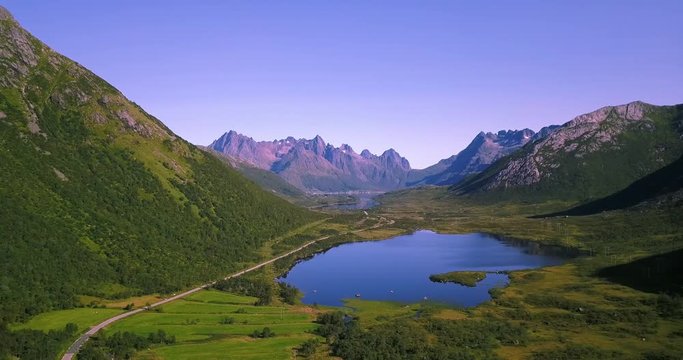 Aerial Shot: Lake in Norway
