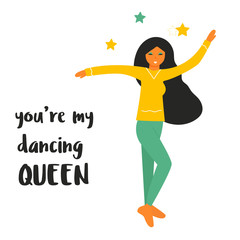 Vector illustration of cute dancing girl