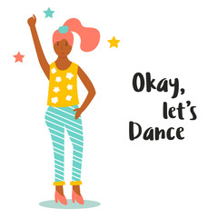 Vector illustration of cute dancing girl