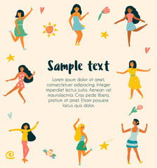 Banner with beautiful girls and place for text