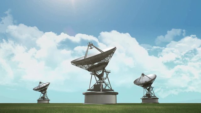 Moving Telescope tower at day to night time. 4k animation.
