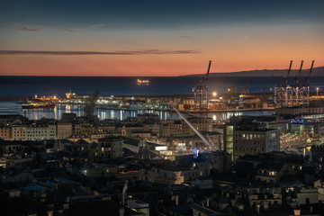 Port of Genoa in the evening