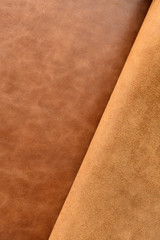 Natural brown leather on the front and inside.