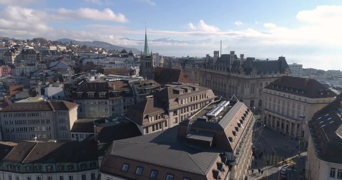 Lausanne St-Francois approach - Aerial 4K
