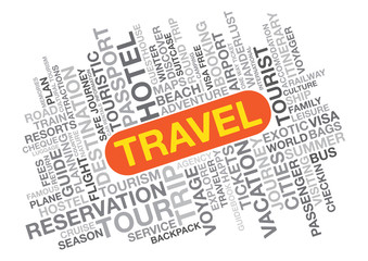 Fototapeta premium Word Collage About Travel and Tourism